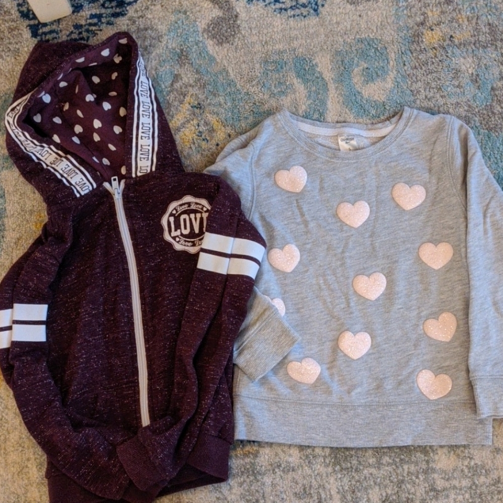 Girls Size 5 jacket and crew neck sweatshirt